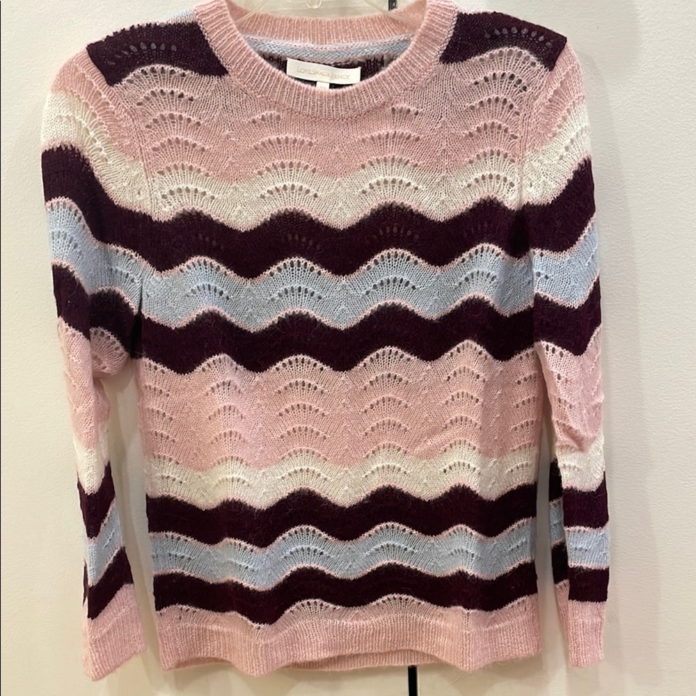 LOVESHACKFANCY Ariella Chevron-Stripe Alpaca & Wool-Blend Sweater XS